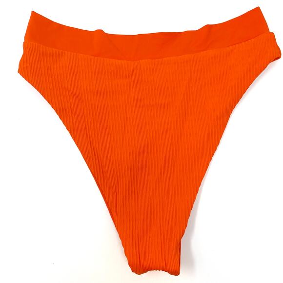 L*SPACE Pointelle Rib Court Bikini Bottom In Poppy Orange Size Large New - Picture 8 of 12